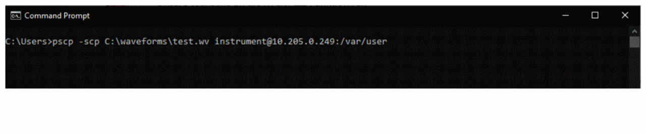 Transfering files using SSH connection - screen 1