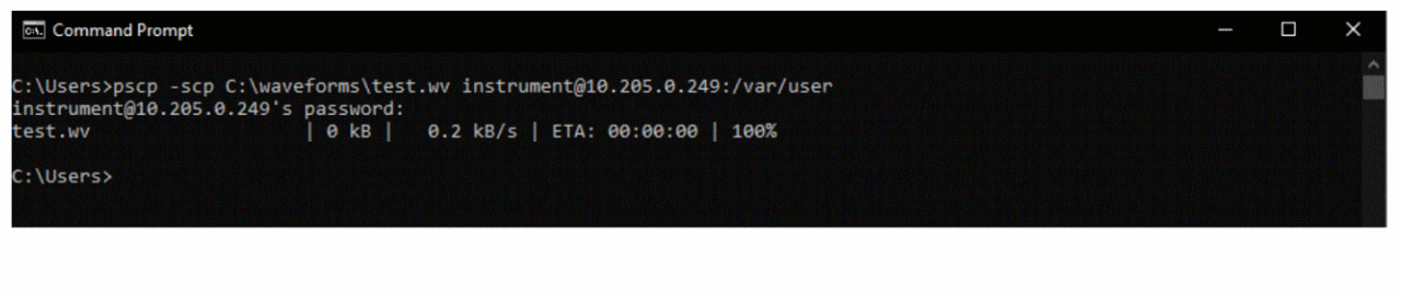 Transfering files using SSH connection - screen 2